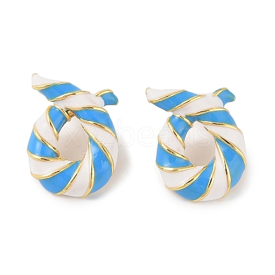 Brass with Enamel Twist Stud Earrings for Women EJEW-Q389-02G-05-1