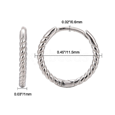 Anti-Tarnish Unisex Rhodium Plated 925 Sterling Silver Hoop Earrings EJEW-AA00271-06P-1