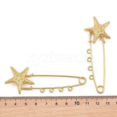 Starfish 304 Stainless Steel Safety Pins Brooch Findings SA-CBA098D-16B-G04-1