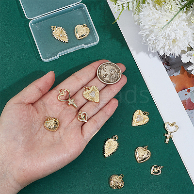 12Pcs 6 Styles Brass Pendants KK-ME0004-68-1