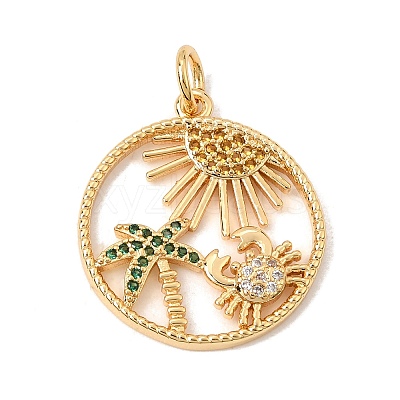 Brass Micro Pave Green Cubic Zirconia Pendants CU-CBA6344-08G-1