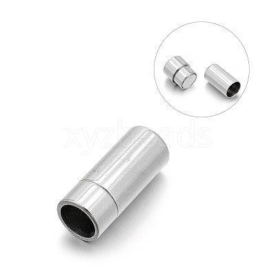 Tarnish Resistant Smooth 304 Stainless Steel Column Magnetic Clasps with Glue-in Ends STAS-E089-12D-1