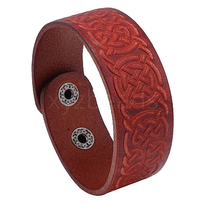 Witch Knot Pattern Cowhide Crod Bracelets PW-WG33678-02-1