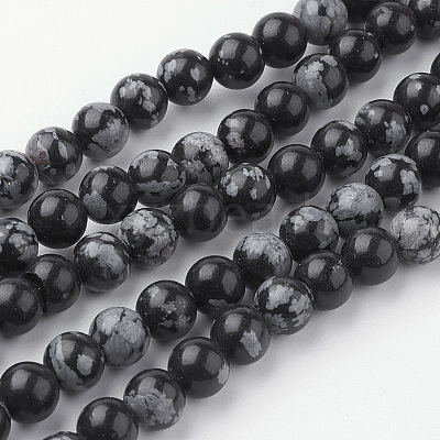 Natural Snowflake Obsidian Bead Strands G-G735-72-6mm-1