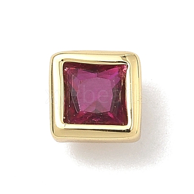Square Brass Micro Pave Cubic Zirconia Cabochons KK-P345-13G-E05-1