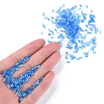 Transparent Colours Luster Glass Bugle Beads SEED-N005-001-A04-1