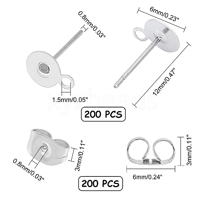 304 Stainless Steel Stud Earring Findings STAS-UN0007-95P-1