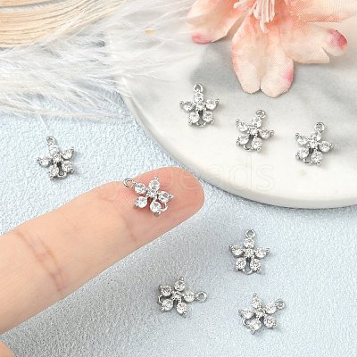 SHEGRACE Brass Pave Clear Cubic Zirconia Connector Charms XGRQ7H576-954P-1