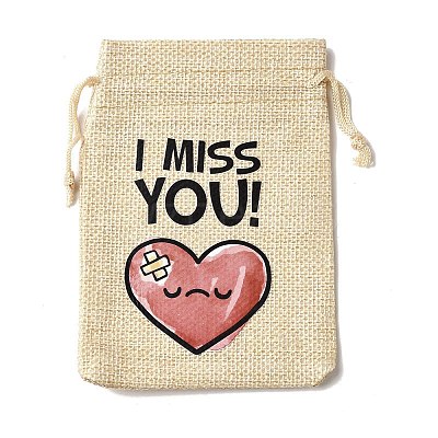 12Pcs 12 Styles Valentine's Day Printed Rectangle Burlap Cloth Packing Pouches ABAG-U006-02A-1