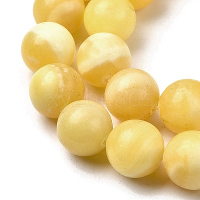 Natural Yellow Jade Beadd Strands G-A274-A01-10mm-01-1