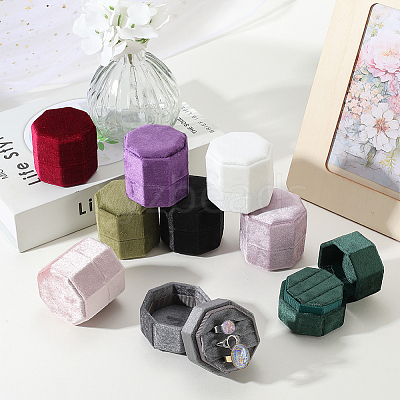 Velvet Cover Plastic Couple Ring Box VBOX-WH20003-001E-1