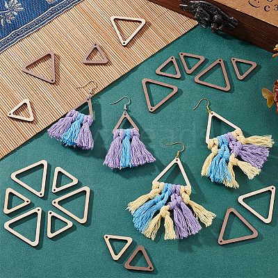 2 Sets Unfinished Wood Triangle Pendants DIY-PH0028-88-1