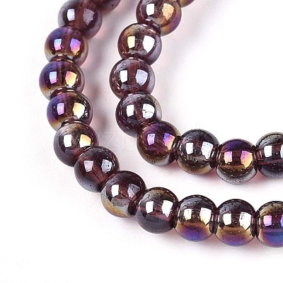 Electroplate Transparent Glass Beads Strands GLAA-T032-T4mm-AB19-1