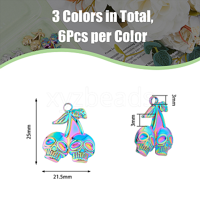18Pcs 3 Colors Ion Plating(IP) 304 Stainless Steel Pendants STAS-DC0014-08-1