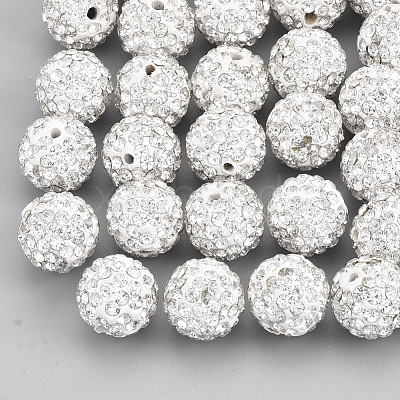 Handmade Polymer Clay Rhinestone Beads RB-S250-12mm-A14-1