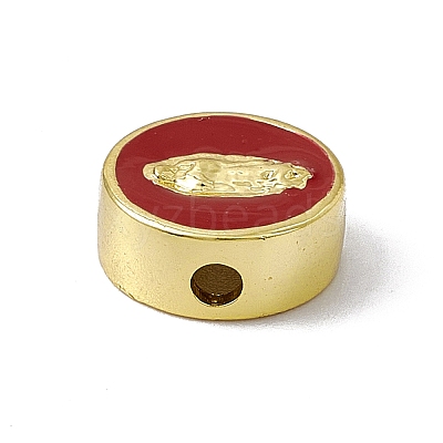 Real 18K Gold Plated Brass Enamel Beads KK-A170-02G-M-1