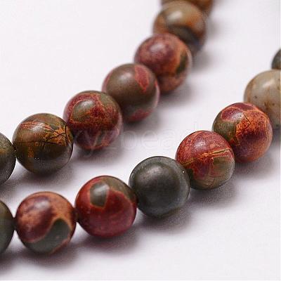 Natural Polychrome Jasper/Picasso Stone/Picasso Jasper Bead Strands G-D840-85-4mm-1