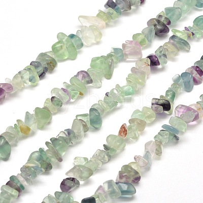 Natural Fluorite Chip Bead Strands G-M205-08-1