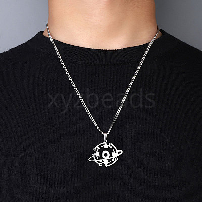 Non-Tarnish 201 Stainless Steel Pendant Necklaces for Man NJEW-Q336-02J-P-1