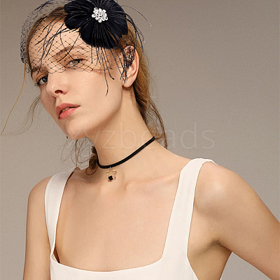 Bridal Wedding Mesh Feather Fascinator Hats Hair Chips OHAR-WH0011-47B-1