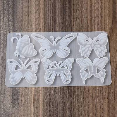 Rectangle with Butterfly Pattern DIY Pendant Silicone Molds DIY-G114-04-1