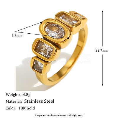 316L Surgical Stainless Steel with Clear Cubic Zirconia Finger Rings WGB9731-01-1