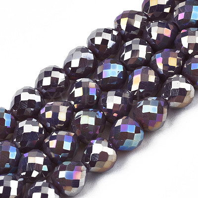 Electroplate Opaque Solid Color Glass Beads Strands EGLA-N002-26-A09-1