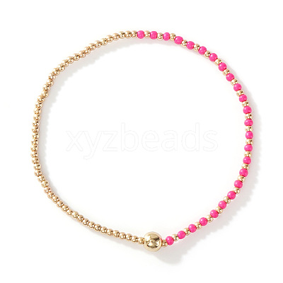 Glass Seed Beads & CCB Beads Stretch Bracelets TB4137-49-1