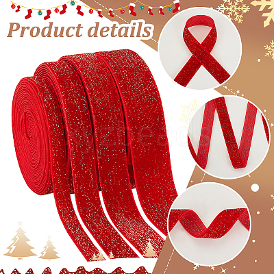 20 Yards 4 Styles Sparkle Single Face Velvet Ribbons SRIB-PH0010-34-1