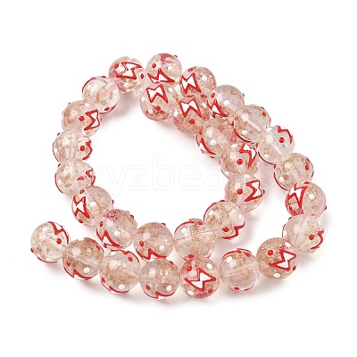 Luminous Handmade Enamel Gold Sand Glass Beads Strands LAMP-U004-08A-1