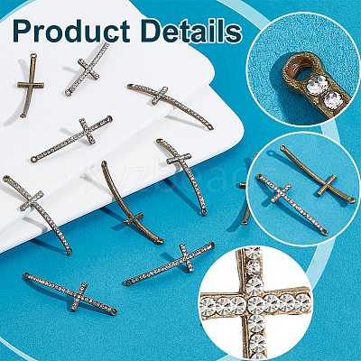 12Pcs Alloy Rhinestone Links/Connectors RB-PH0001-67-1