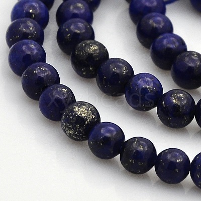 Dyed Natural Lapis Lazuli Round Beads Strands G-N0120-01-6mm-1