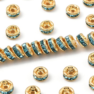 Brass Grade A Rhinestone Spacer Beads RSB034NF-13G-1