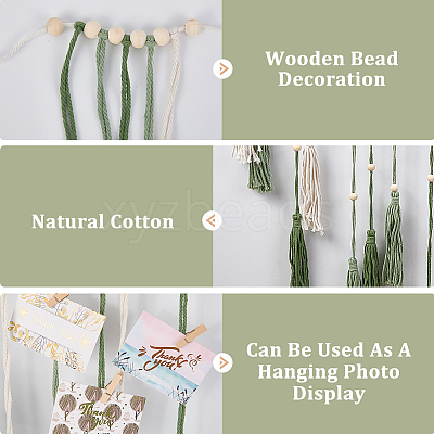 Bohemian Hand-woven Cotton Rope Tassel with Wood Beads Wall Hanging Ornaments FIND-WH20019-136A-01-1