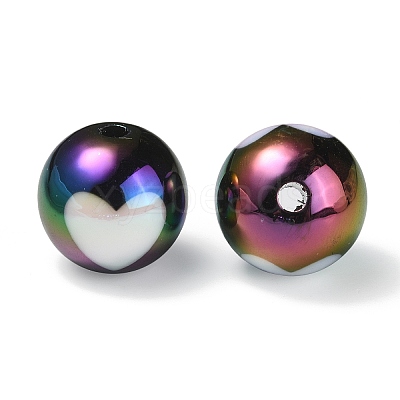 UV Plating Rainbow Iridescent Acrylic Beads OACR-F004-09A-1