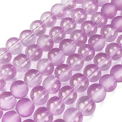 Frosted Transparent Glass Bead Strands GLAA-P065-6mm-07-1