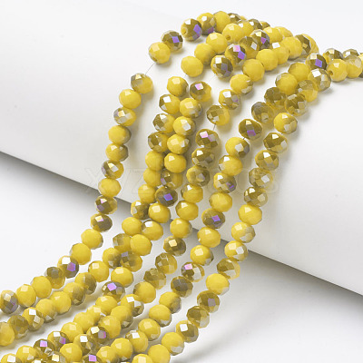 Electroplate Opaque Glass Beads Strands EGLA-A034-P4mm-F11-1