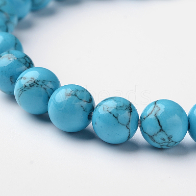 Synthetic Turquoise Round Bead Stretch Bracelets BJEW-L594-A01-1