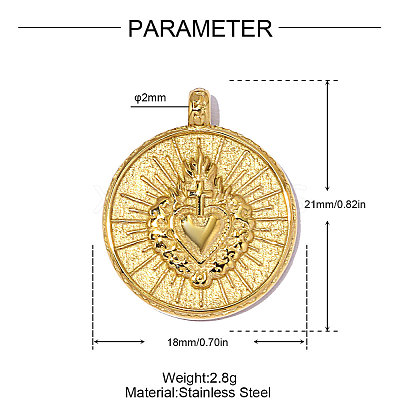 304 Stainless Steel Pendants STAS-OY014-66G-1