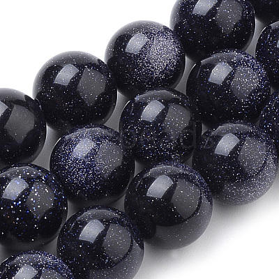 Synthetic Blue Goldstone Beads Strands X-G-S259-41-8mm-1