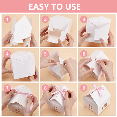 House Shape Paper Jewelry Storage Gift Box CON-WH0088-68-1
