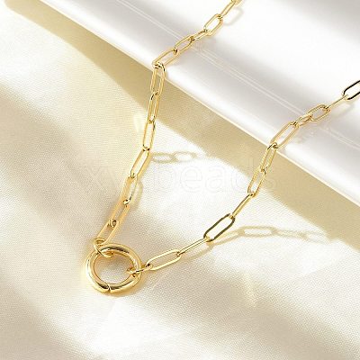 Brass Ring Link Paperclip Chain Necklaces X-NJEW-A042-05G-1