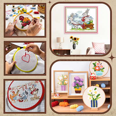 7Pcs 7 Colors Cotton Rectangle Cross-Stitch Fabric AJEW-AR0004-81-1