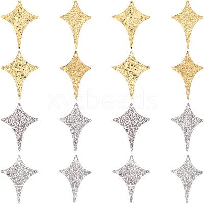 16Pcs 4 Style 304 Stainless Steel Pendants STAS-UN0038-32-1