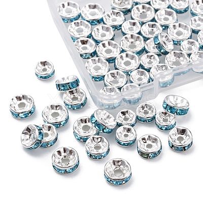 60Pcs 3 Style Brass Rhinestone Spacer Beads RB-FS0001-04-1