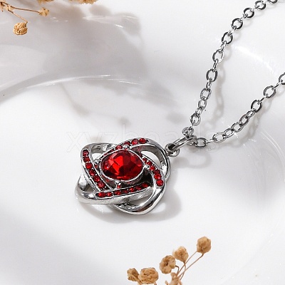 304 Stainless Steel Hyacinth Rhinestone Criss-cross Pendant Cable Chain Necklaces for Women STAS-Z114-21P-1