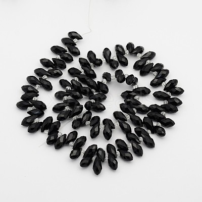 Electroplate Glass Faceted Teardrop Beads Strands EGLA-D014-14-1