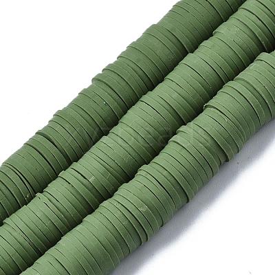 Flat Round Handmade Polymer Clay Beads CLAY-R067-10mm-43-1