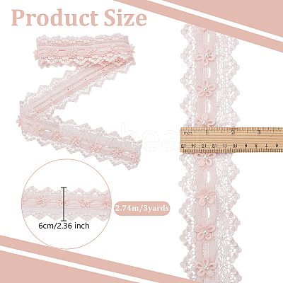 3 Yards Polyester Flower Lace Trim OCOR-OC0001-67A-1