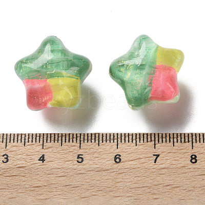 Gradient Color Transparent Hand-drawed Acrylic Beads TACR-P012-01B-09-1